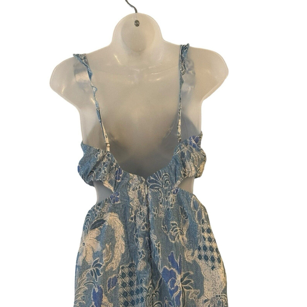 Abercrombie & Fitch Dress Small Cutout Ruffle Blue Floral Y2K 90s Fairy Coquette - Picture 7 of 16